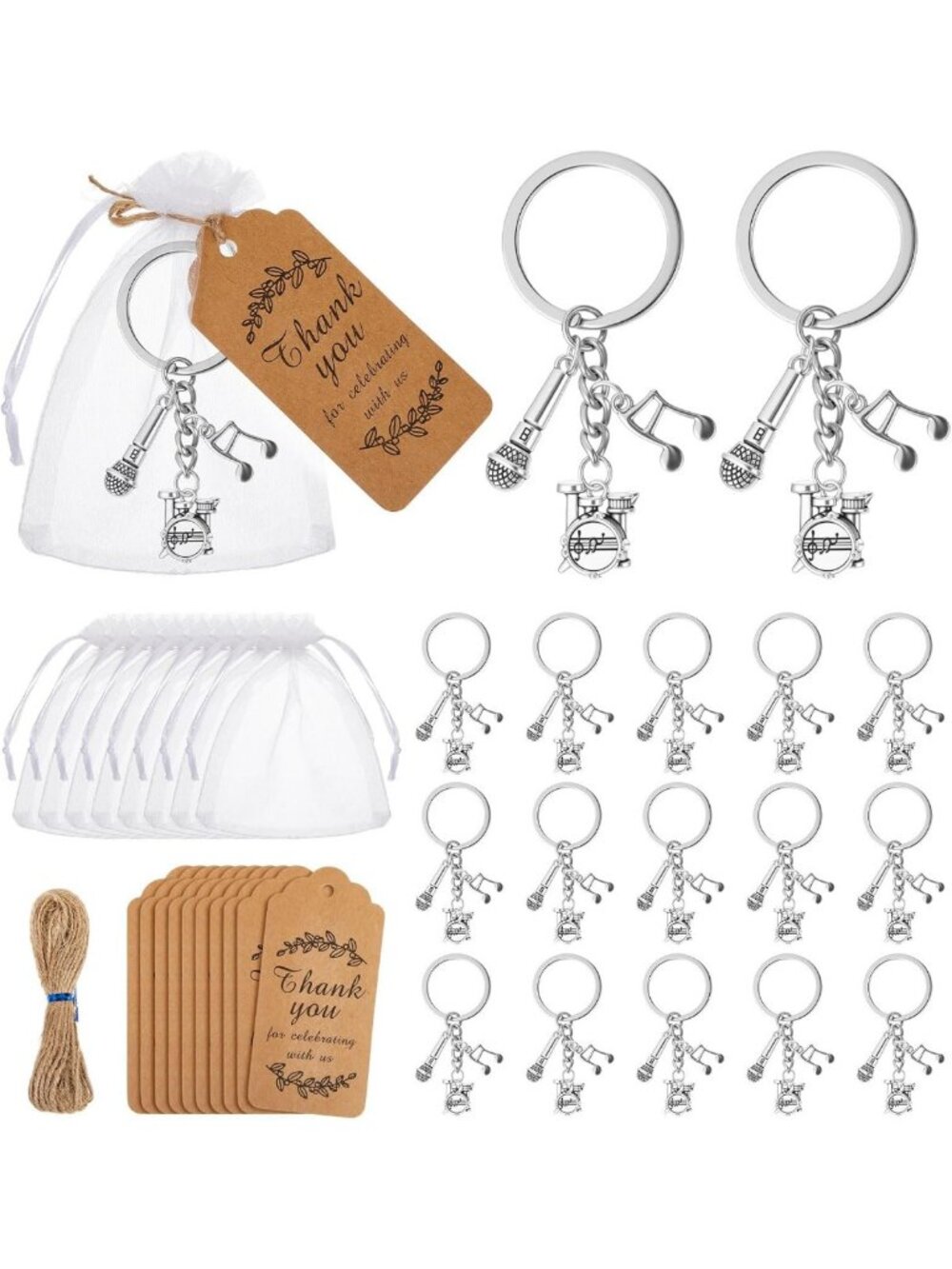 Musical Keychain Gift Set - 50 Bulk Party Favors for Fun Celebrations